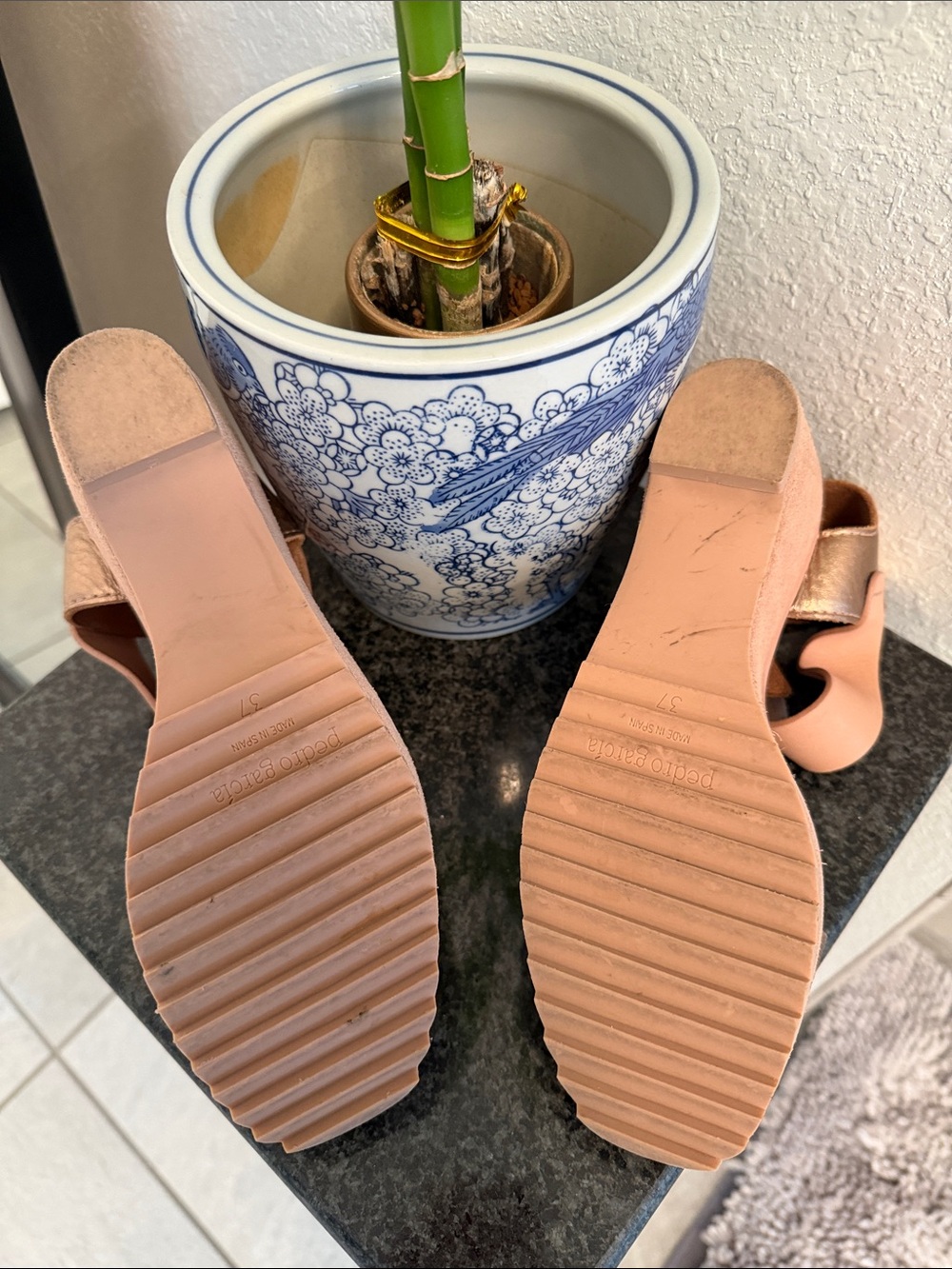 Pedro Garcia Champagne Metallic Wedge/Platform Sandals - Picture 6 of 9
